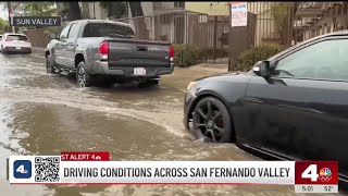 Ponding water, flooding reported in San Fernando Valley roadways