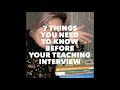 7 things you need to know before your teacher interview at university | Teacher Tuesday #1