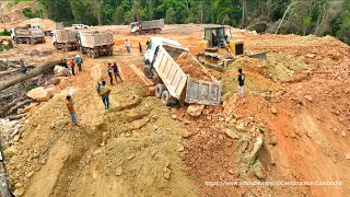 Heavy Dump Truck Gone Wrong Extremely Excavator Operation Help & Bulldozer Working On Mountains