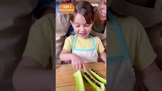 iHelpAutism Healthy Cooking with Parents – Ants on a Log 🥒Step 1: Wash celery sticks
