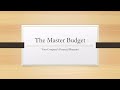 Chapter 8 The Master Budget