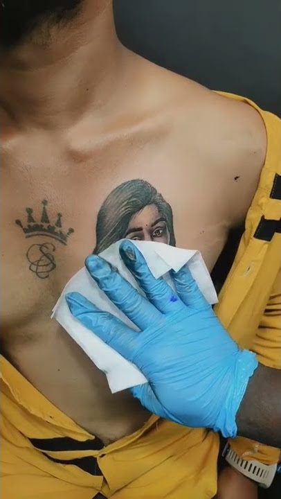 😁Girl Face Tattoo On🥰Chest | tattoo designs #shorts #short #tattoodesign