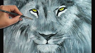 lion painting paint tutorial acrylics