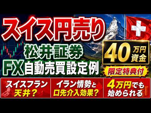 スイスフラン天井？イラン情勢と口先介入 スイス円売り松井証券自動売買設定例 40万円