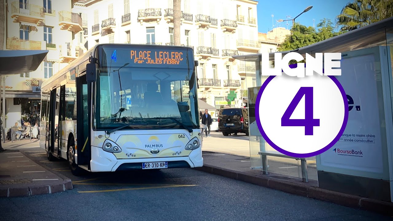 (Cannes) PalmBus • Ligne 4 • Hôtel de Ville ➜ Place Leclerc (Via la Polyclinique)