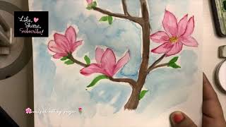 Mangnolia watercolour painting for beginners | step by step detailed video