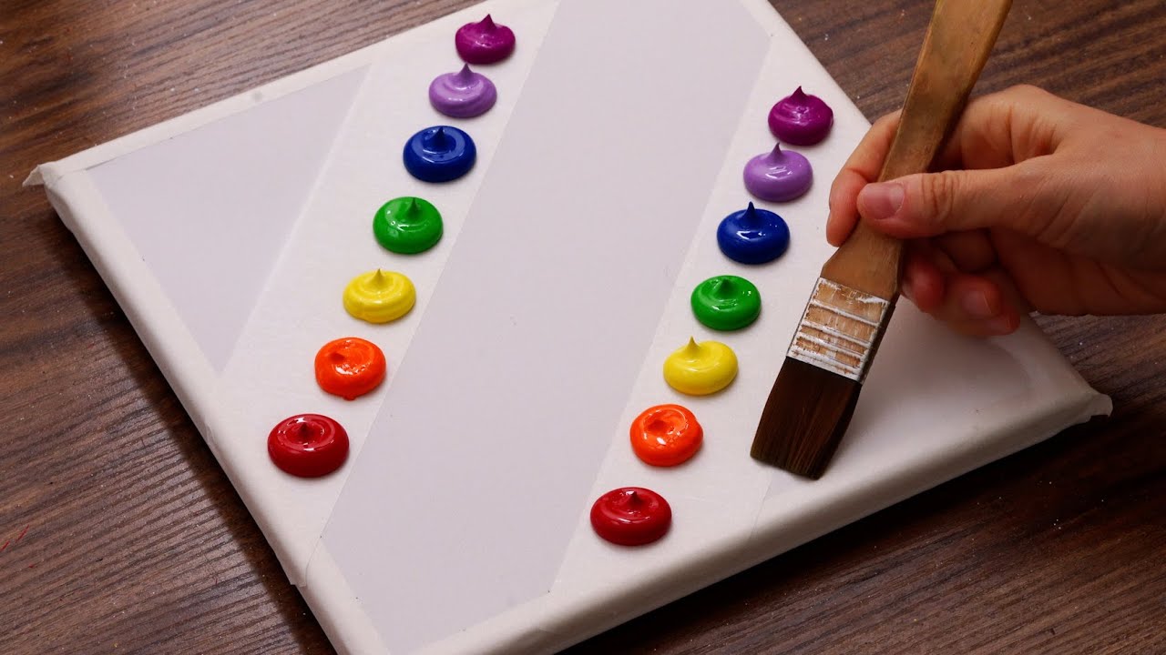 Easy Rainbow & Galaxy Acrylic Painting (1481)｜Painting For Beginners｜Art ASMR