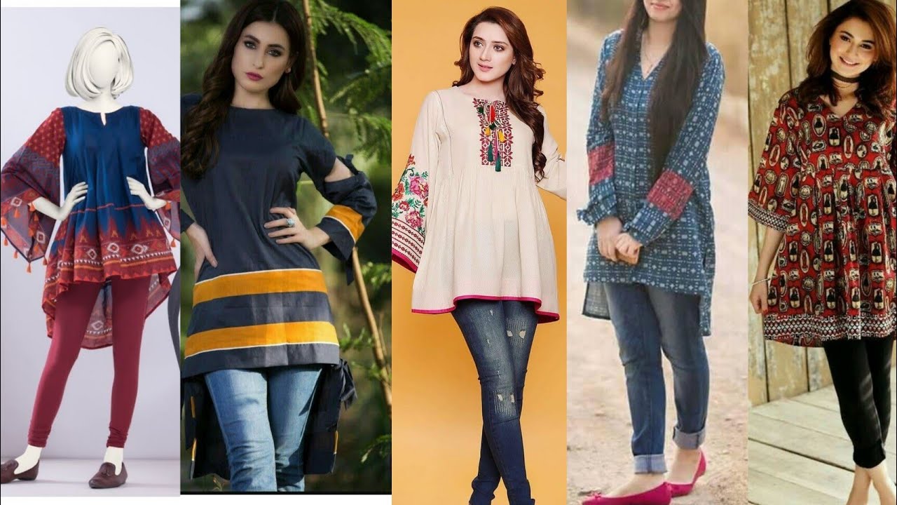 Latest casual Kurtis designs with jeans|plum frocks with jeans - YouTube