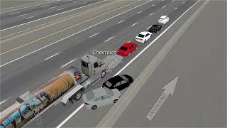 NTSB Animation  Multivehicle Collision  Milk Tank Combination Vehicle and Stopped Traffic Queue