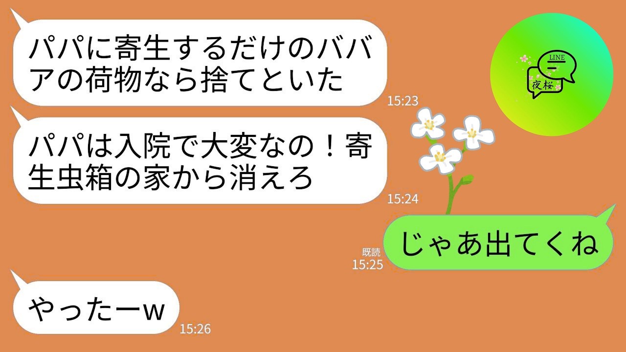 【LINE】夫の入院費400万を支払ってると知らず私の荷物を捨てた夫の連れ子「パパに寄生するな！お前は出ていけ！」→お望み通り離婚し向かいの3億の豪邸に引っ越した結果ｗ