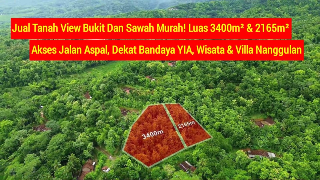 Jual Tanah View Bukit Dan Sawah MURAH! Luas 4300m² Dan 2165m²! Dekat Bandara YIA, Kawasan Wisata!