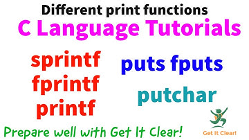 Types of print functions in C - printf fprintf sprintf puts putchar fputs vprintf vfprintf vsprintf