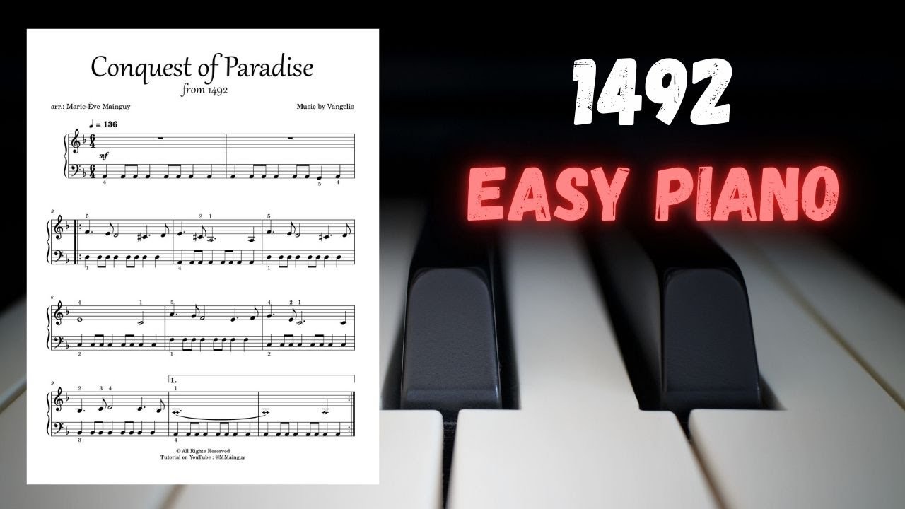 Conquest of Paradise | 1492 (by Vangelis) | EASY PIANO - YouTube