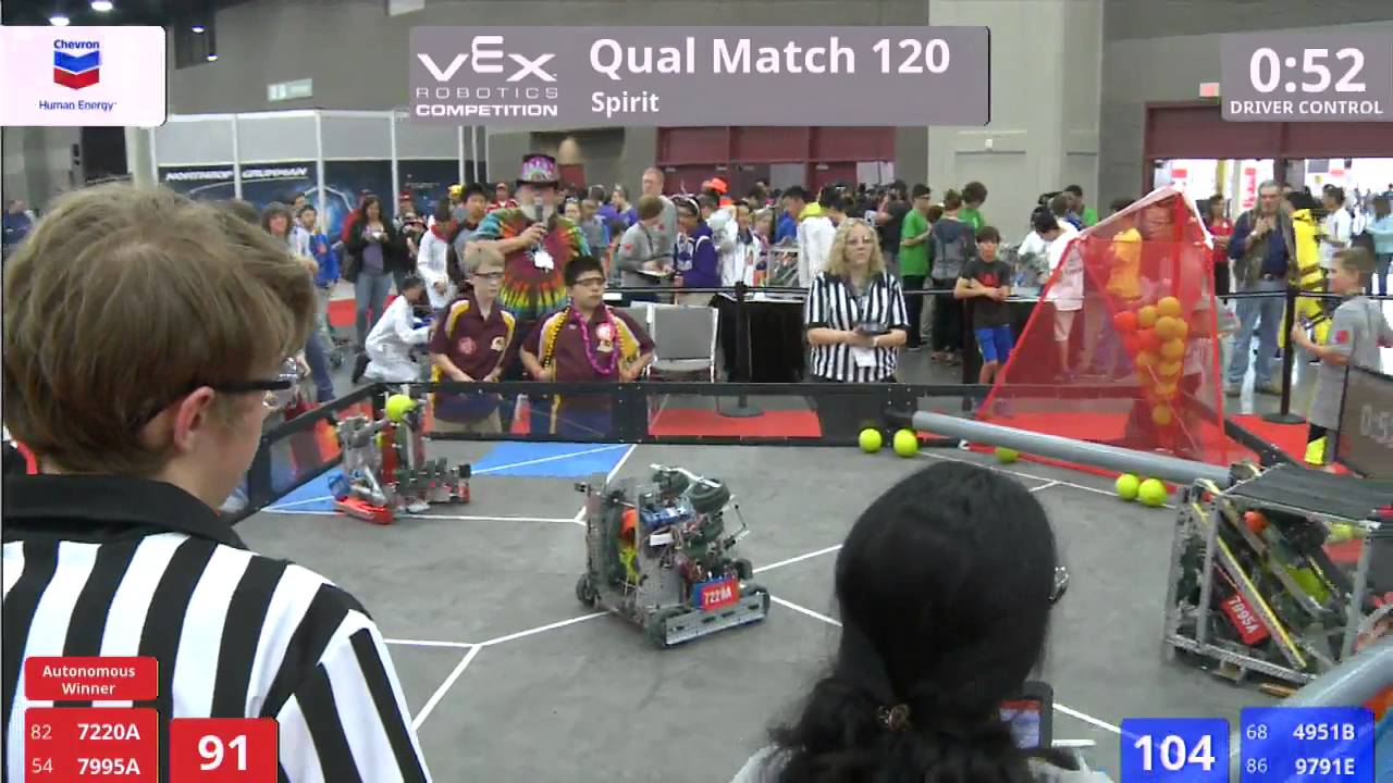 VEX Worlds 2016 - VRC Middle School - Spirit - Qual 120 (7220A 7995A) 246 vs 136 (4951B 9791E)