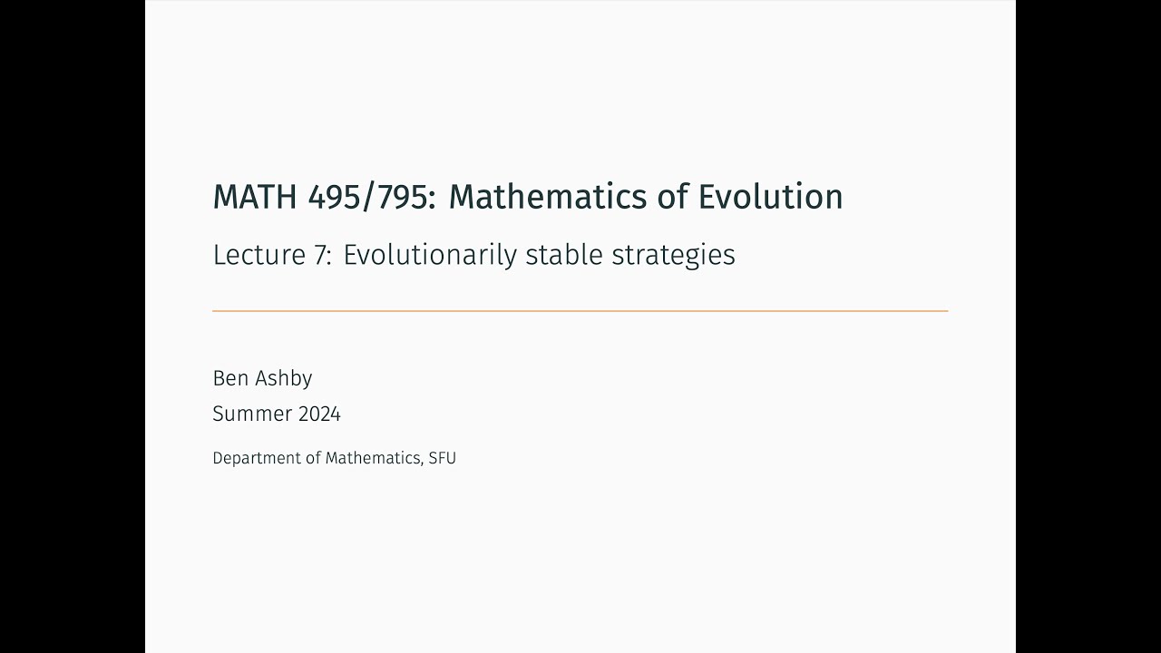 MATH 495/795 - Lecture 7 - Evolutionarily stable strategies