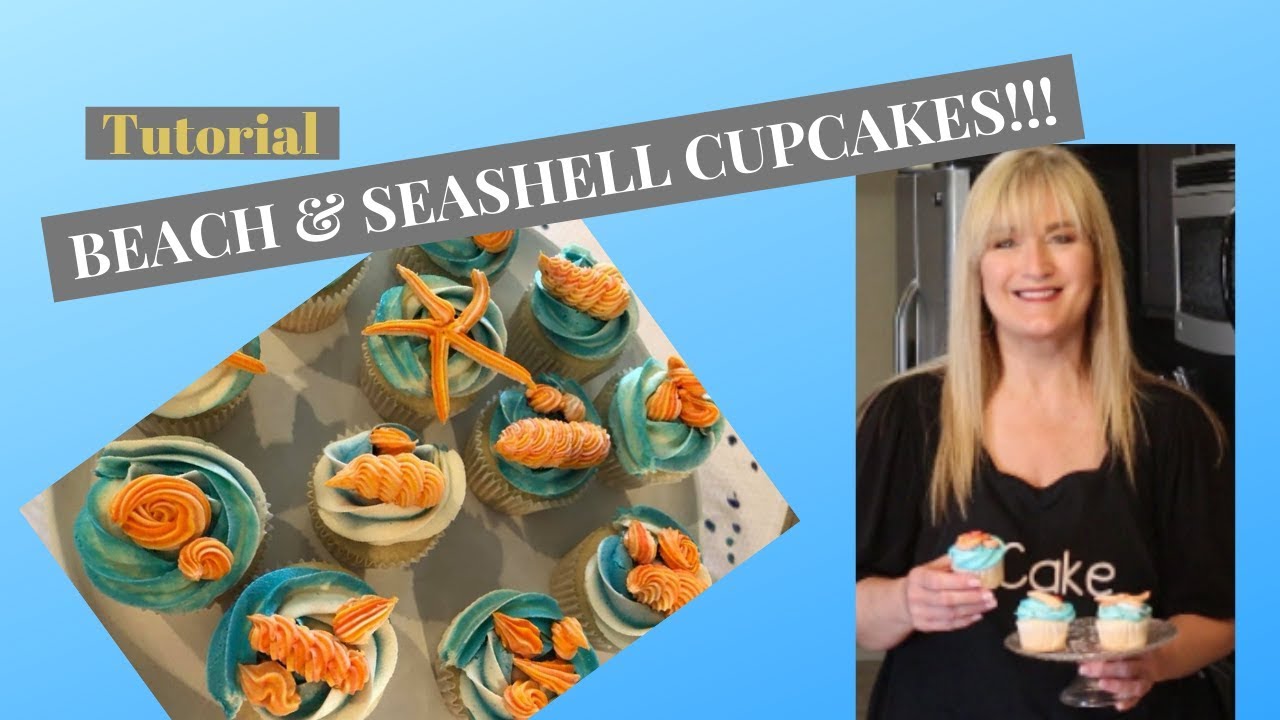 How to make BEACH SEASHELL CUPCAKES l Beginner Cake Decorating Tutorial ...