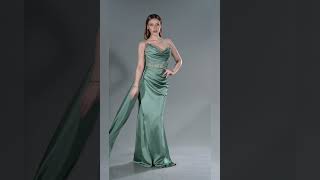 Mint Straplez Dli Uzun Saten Abiye Abu5667