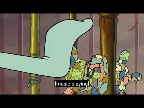 Squidward enjoying the trash house