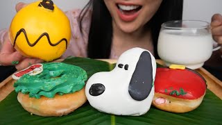 Krispy Kreme Snoopy Christmas Donuts Asmr Eating Sounds Light Whispers Sas-Asmr