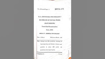 BPCG 171 june 2025 question paper #psychology #ignou#bsc