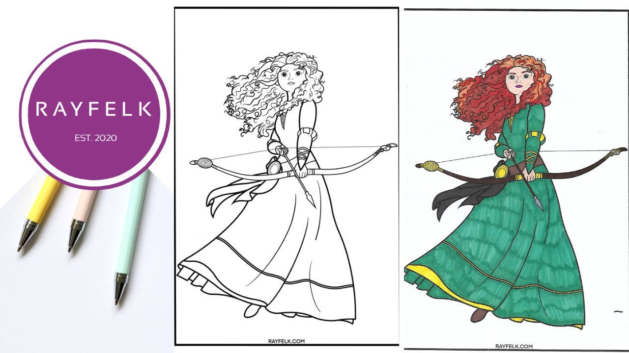 Merida Coloring Page | Disney princess coloring Sheet | Rayfelk Printable Coloring Pages