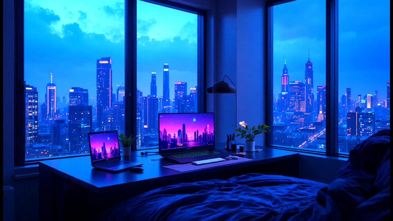 Nostalgic 90s Lofi City 🌆 Cozy Rainy Balcony Mix for Focus & Sleep Vibes