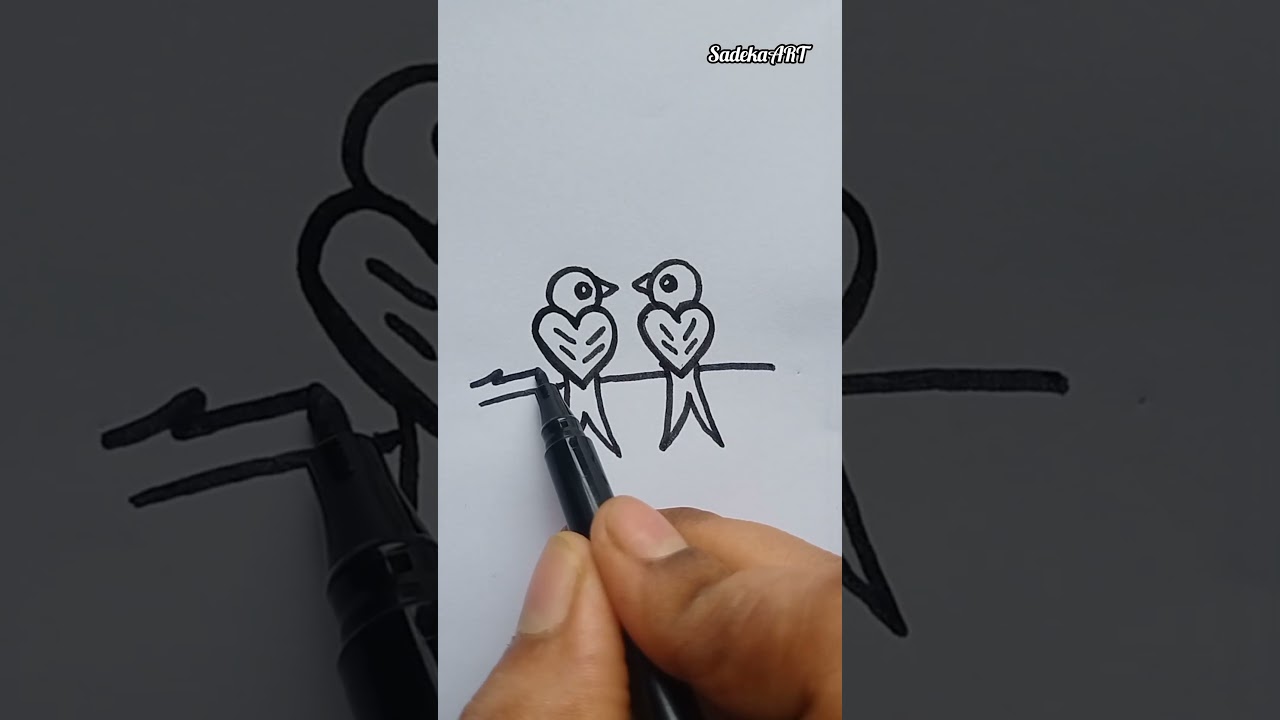 Love Birds Drawing with Pencil ✏️ | Cute Couple Bird Art 🕊️❤️ 