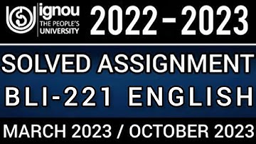 BLI-221 SOLVED ASSIGNMENT 2022-23 BLI-221 SOLVED ASSIGNMENT 2022 23 IN ENGLISH | BLI-221