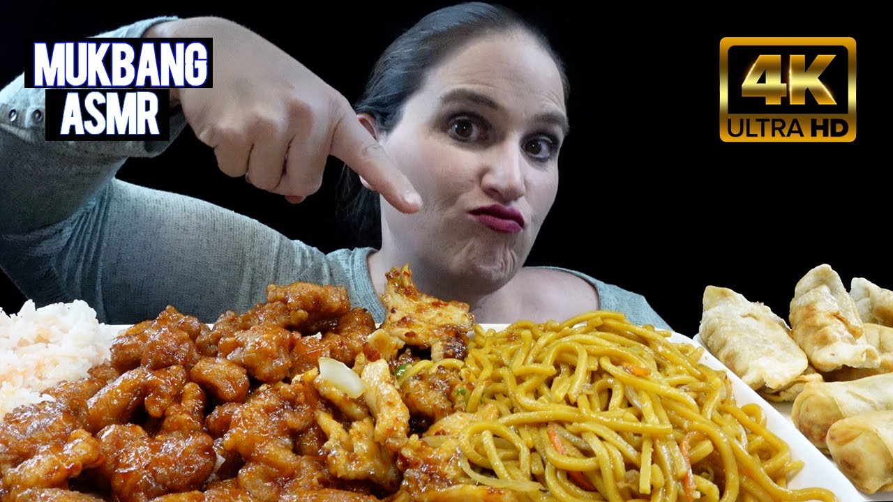 ASMR MUKBANG | Orange Chicken, Spicy Garlic Chicken, Eggrolls | Eating Sounds | 먹방 | VoluptasASMR