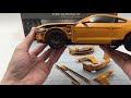 Diecast master 118 ford 2019 mustang orange yellow diecast full open model 61001 l.