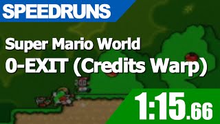 Super Mario World - 0 Exit (Credits Warp) - 1:15.66