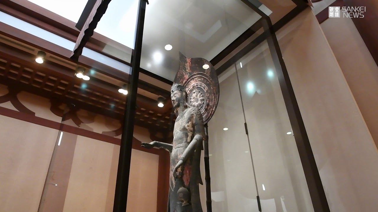 法隆寺の国宝、百済観音像のガラスケース新調 - YouTube