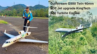 Maiden Flight - Gulfstream G500 Twin 90mm EDF Jet upgrade KingTech K70 Turbine