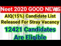 Neet 2020 AIQ Candidate List Released for Stray Vacancy ...