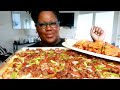 LOADED MEAT LOVER'S SUPREME PIZZA AND BUFFALO WINGS COOKING AND EATING