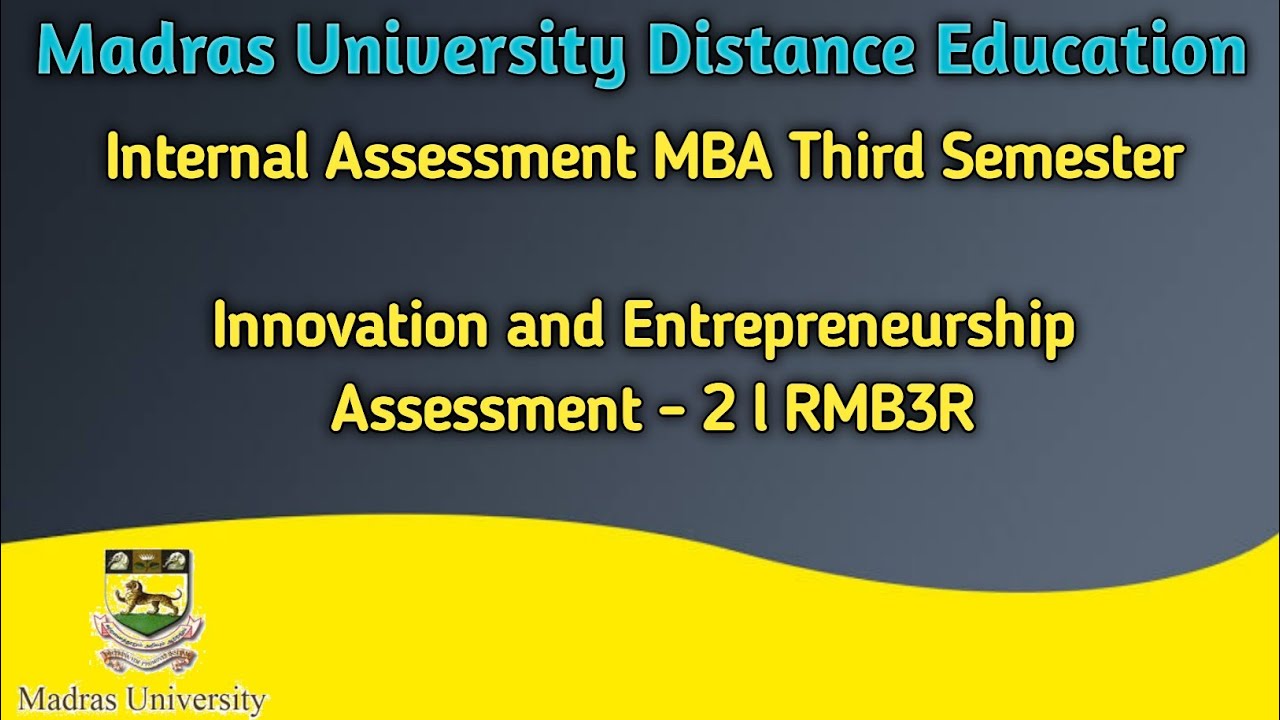 MBA Third Semester l Internal Assessment - 2 l Innovation and ...