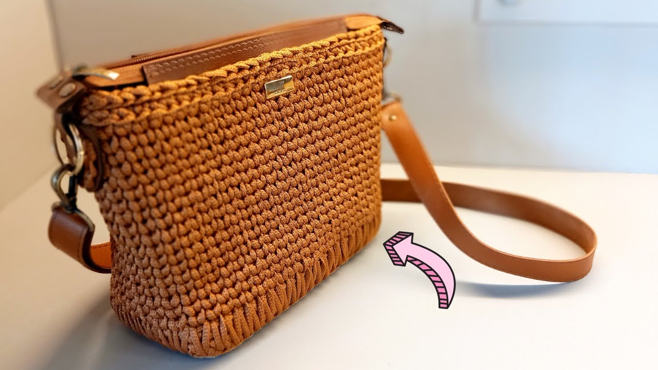 BOLSA de CROCHÊ bem ESTRUTURADA com ZÍPER em sintético