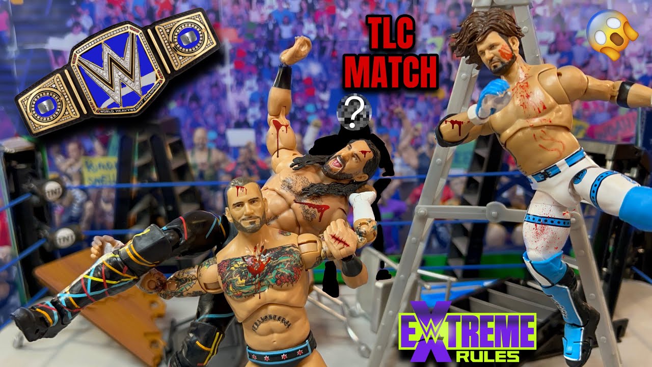 SETH ROLLINS VS AJ STYLES VS CM PUNK┃TLC MATCH┃PHW EXTREME RULES '24┃WWE ACTION FIGURE MATCH┃