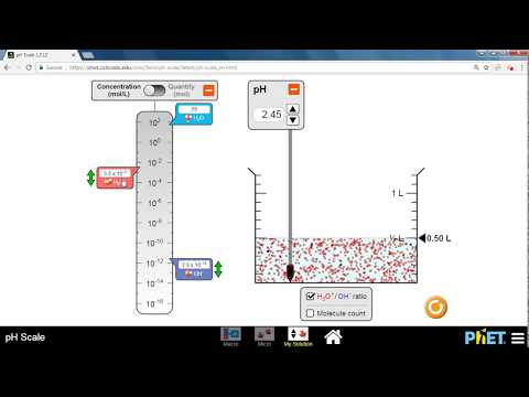 pH scale (PhET) simulation Kw and calculations