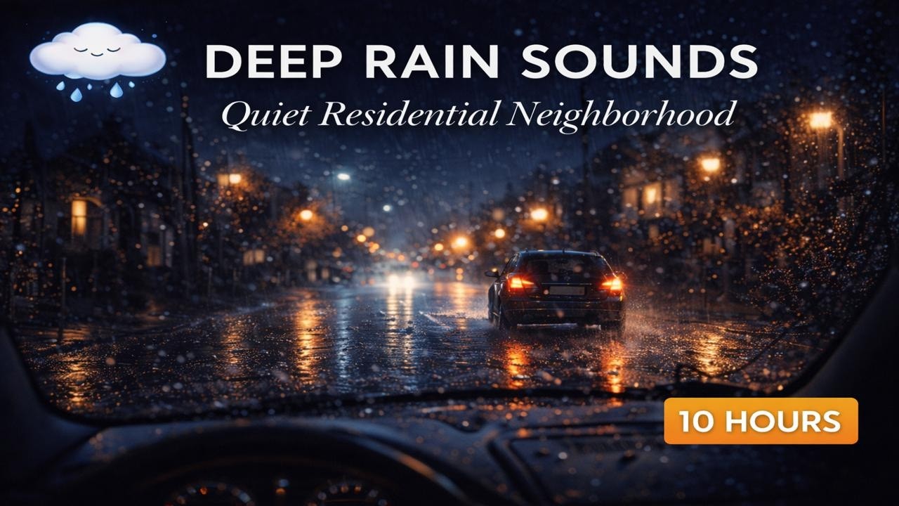 Midnight City Rain – Quiet Residential Streets | 10 Hours Sleep Ambience