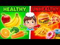 Healthy vs Unhealthy Food | Good Food vs Bad Food for Kids | food names learning in English for Kids