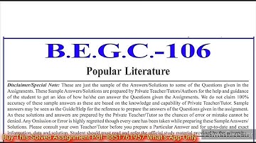 BEGC 106 Solved Assignment 2023-24 | BEGC 106 Solved Assignment 2023-2024 PDF | BEGC 106 BAG IGNOU
