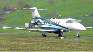 Pilatus PC-24 and PC-12 in Stans - Takeoff in Rainy Weather!