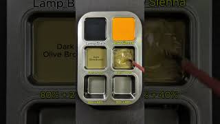 Create 4 colors from 2 colors: Lamp Black + Raw Sienna #asmr #mix #colors #colormixing #black #red