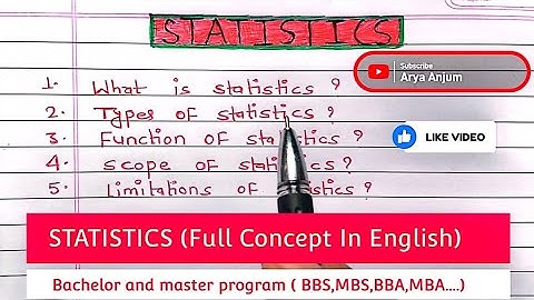 Statistics  | Types of statistics| Function of statistics | Scope of statistics | Limitation | Arya