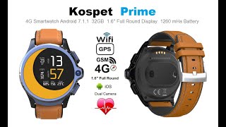 KOSPET PRIME leather strap 4G Dual camera Smartwatch 7.1.1 32GB 1.6&quot; full round 1260 mAh