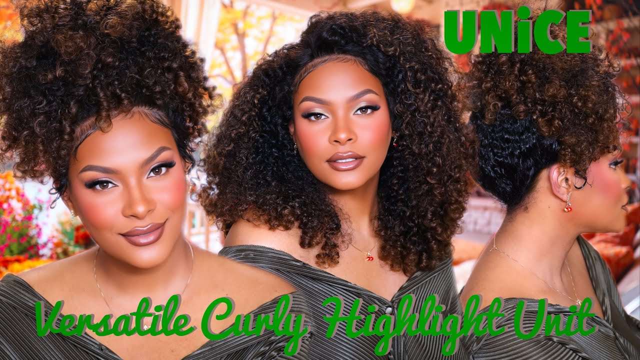 Самый универсальный парик с каштановым омбре Culy Finger Coil для установки с помощью UNice Hair