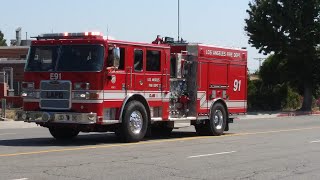 LAFD Engine 91 and Rescue 91 Responding