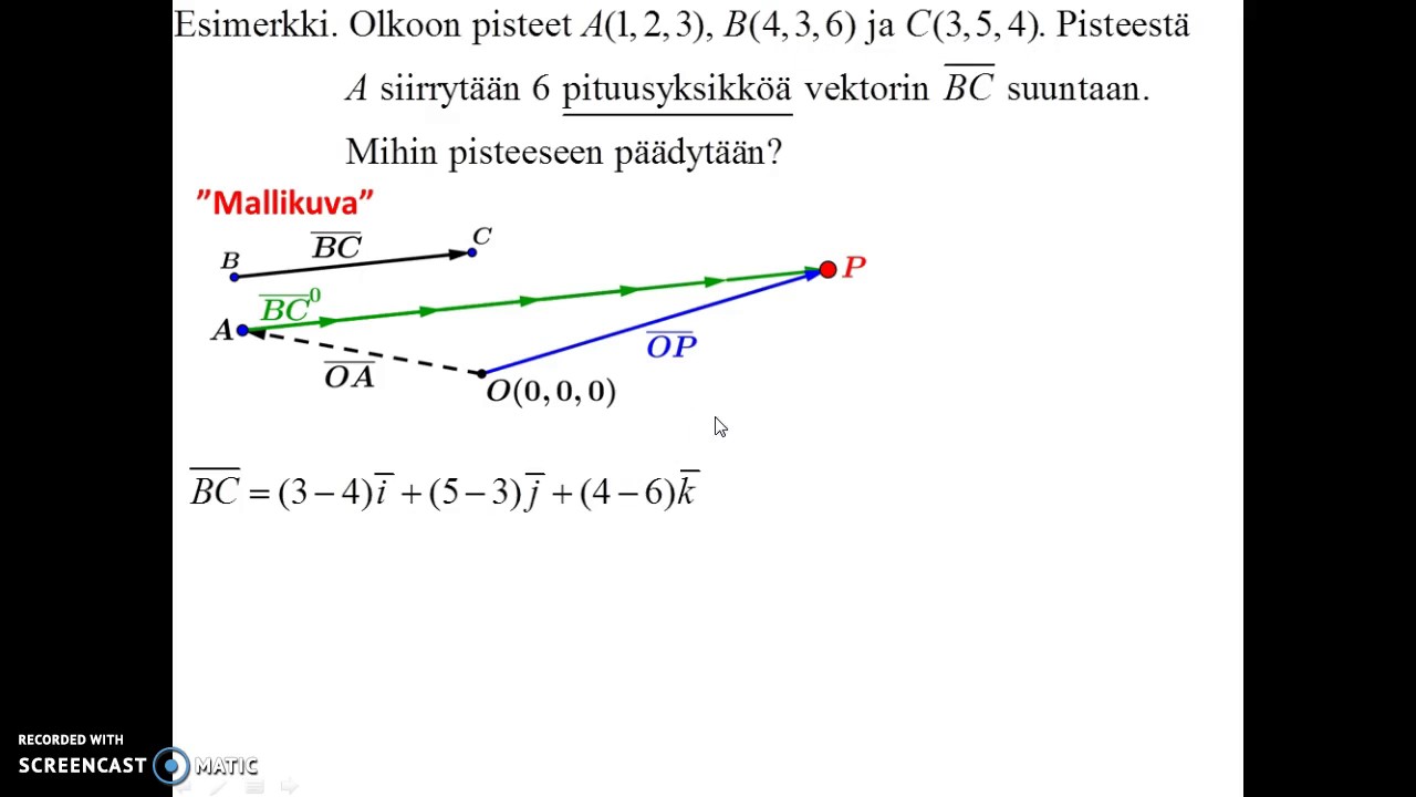 Avaruuden vektorin ominaisuuksia