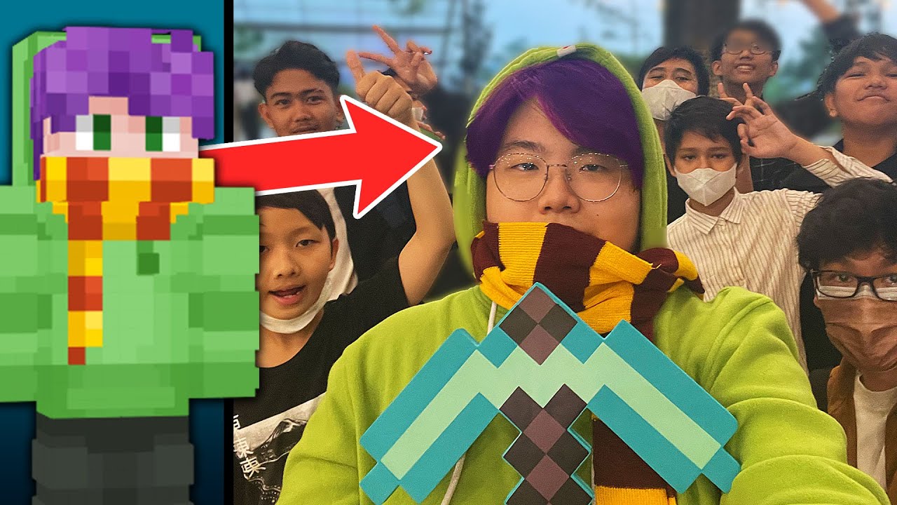 24 JAM Cosplay Jadi Skin Minecraft Gw Untuk Ketemu Subscribers - BANDUNG VLOG 01